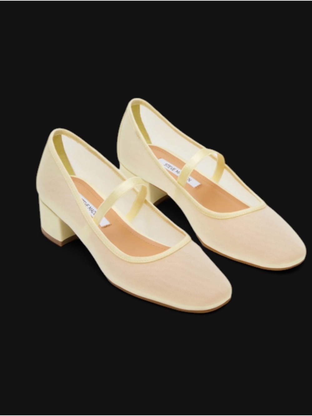 Steve Madden Pale Yellow Mary Jane Block Heels